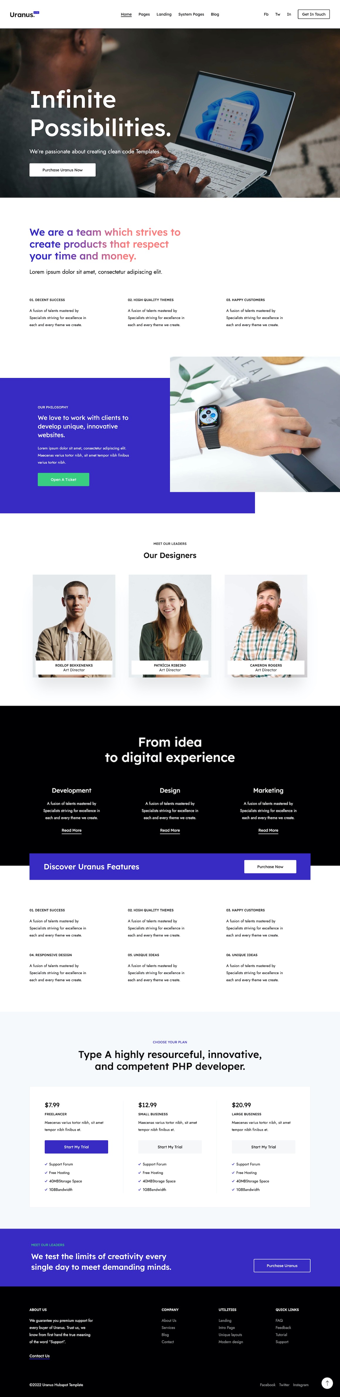This is the Homepage pre-made template of Uranus Lite